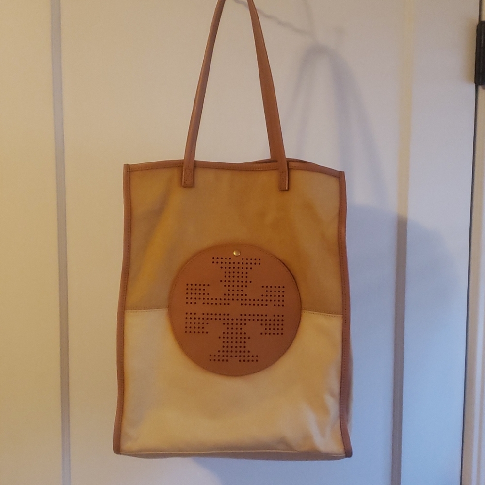 Tory Burch Canvas and Leather Tote